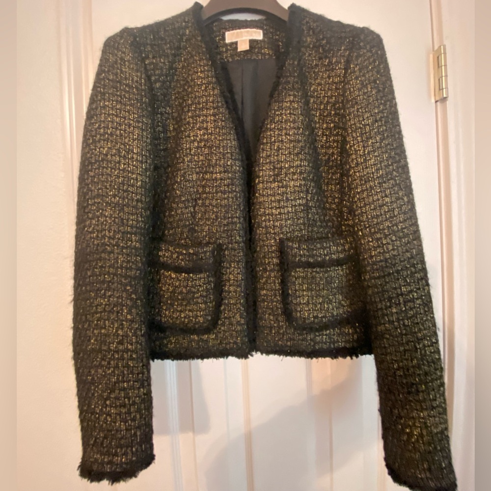 Michael Kors Black and Gold woven Blazer